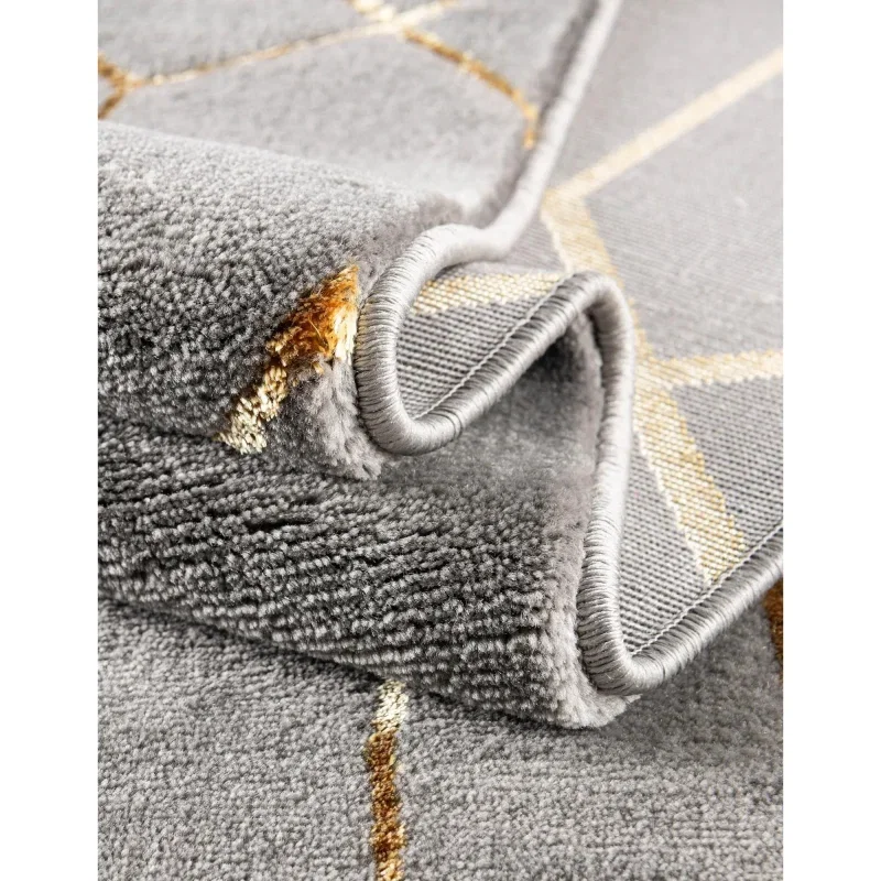 Tapete Glamour Enrejado Gris y Oro