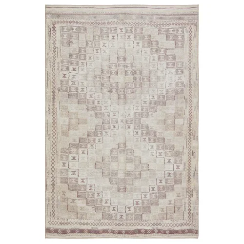 Tapete Hacienda Medallón Tribal en Beige y Rojo