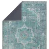 Tapete Hacienda Medallón Vintage en Azul y Verde