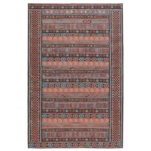 Tapete Hacienda Rayas Tribales Ikat en Naranja