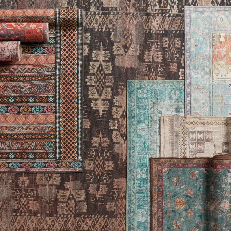 Tapete Hacienda Rayas Tribales Ikat en Naranja