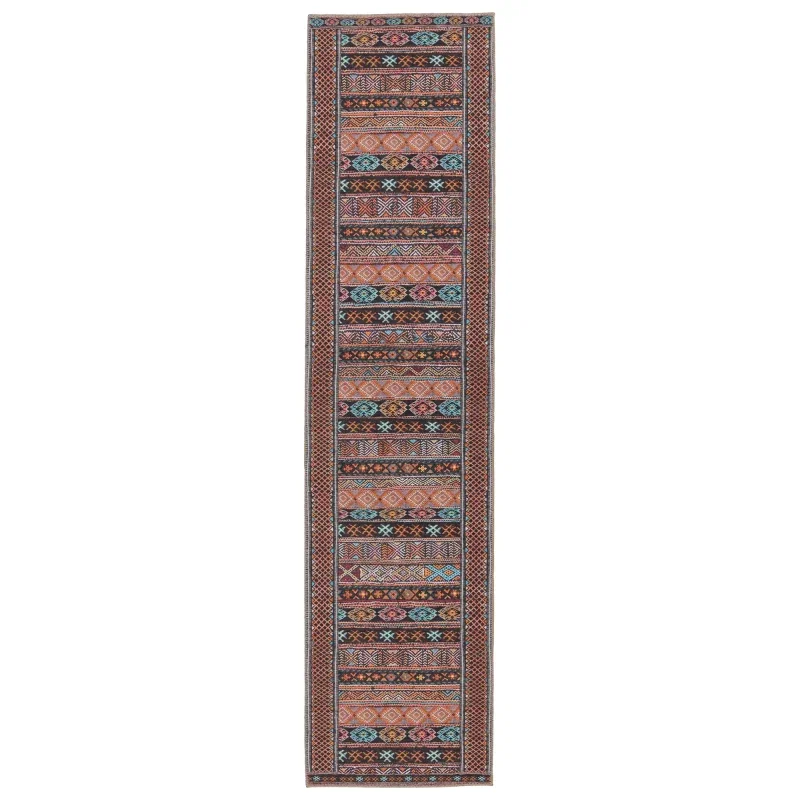 Tapete Hacienda Rayas Tribales Ikat en Naranja