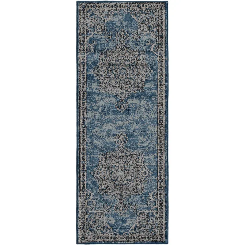 heroina medallon floral en azul