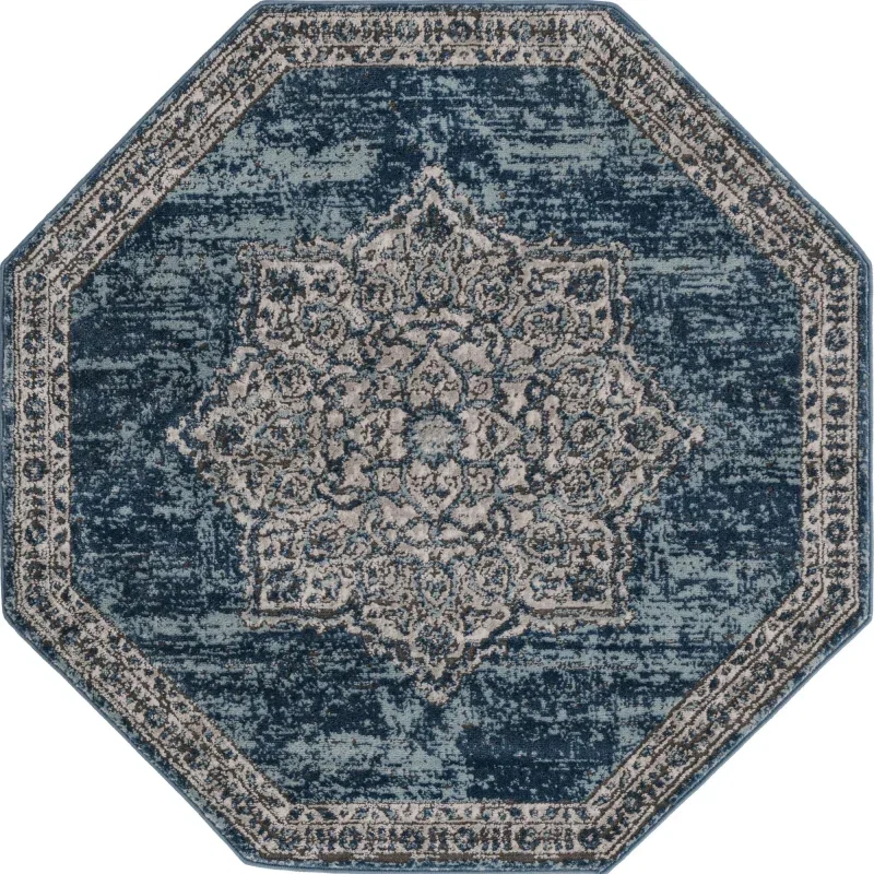 heroina medallon floral en azul