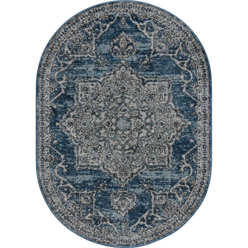 heroina medallon floral en azul