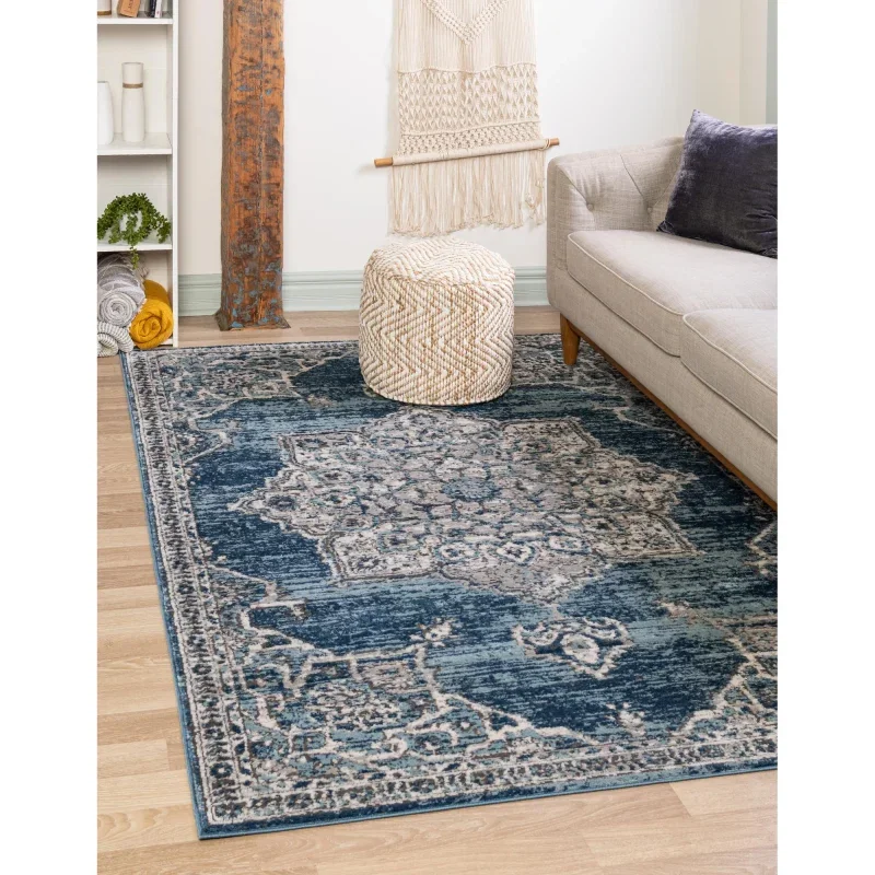 Tapete Heroina Medallón Floral en Azul