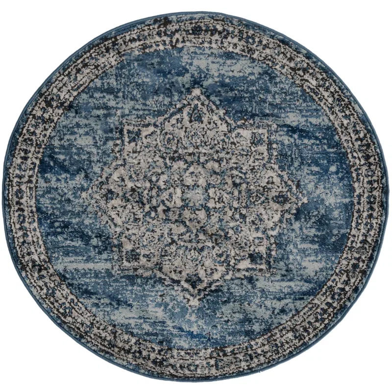 Tapete Heroina Medallón Floral en Azul