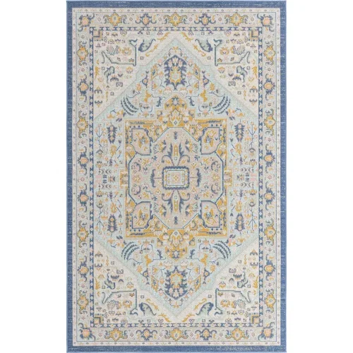 houston medallon floral en azul cielo