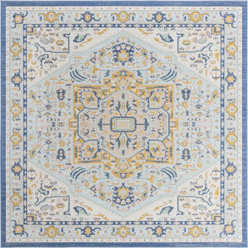 houston medallon floral en azul cielo