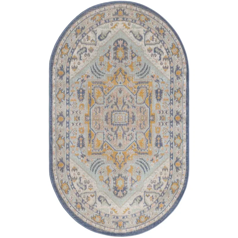 houston medallon floral en azul cielo