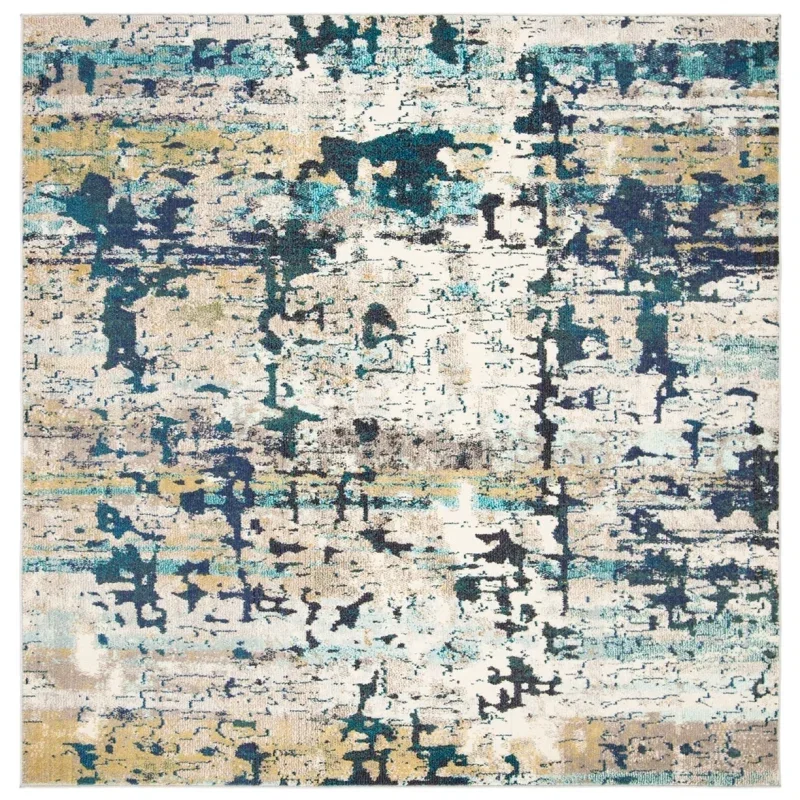Tapete James Abstracto en Marfil con Azul