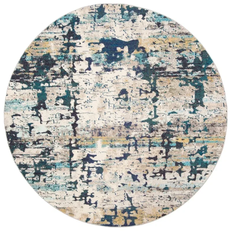 Tapete James Abstracto en Marfil con Azul