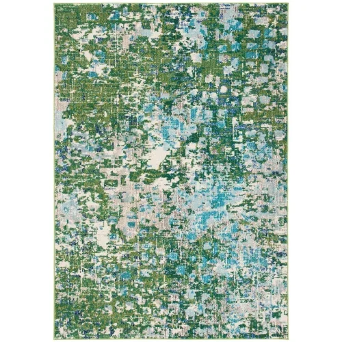 Tapete James Abstracto en Verde con Azul