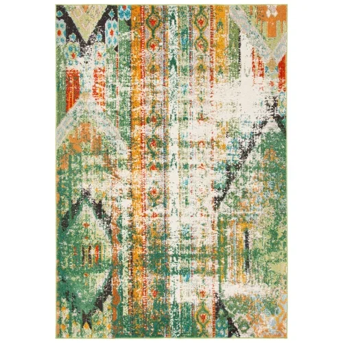 Tapete James Abstracto en Verde con Naranja