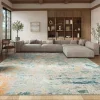 Tapete James de Curvas en Azul con Beige