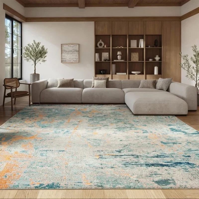 Tapete James de Curvas en Azul con Beige