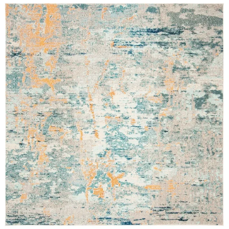Tapete James de Curvas en Azul con Beige