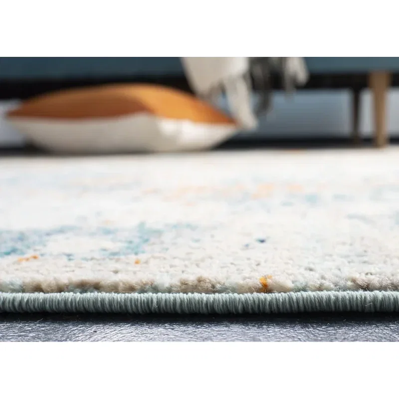 Tapete James de Curvas en Azul con Beige