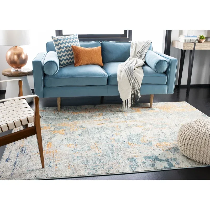 Tapete James de Curvas en Azul con Beige