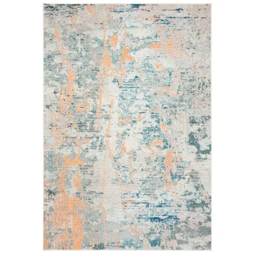 Tapete James de Curvas en Azul con Beige