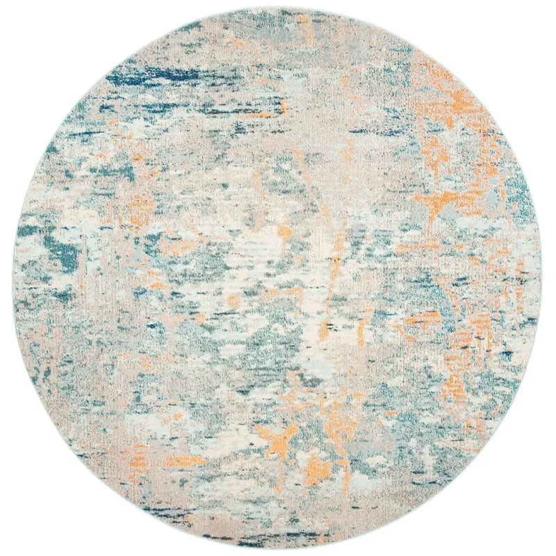 Tapete James de Curvas en Azul con Beige