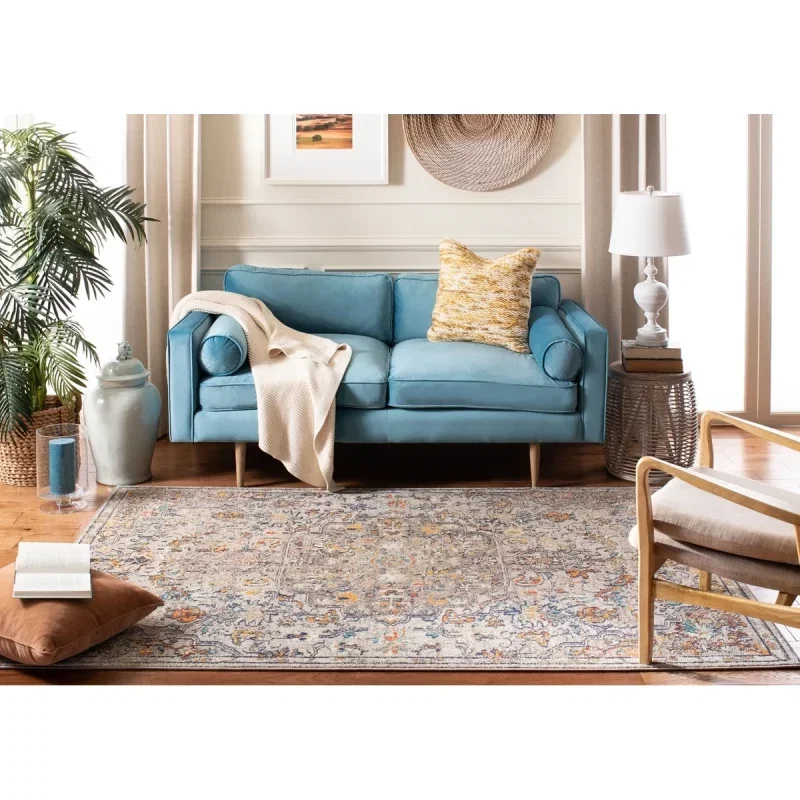 Tapete James de Flores Dispersas en Gris con Azul