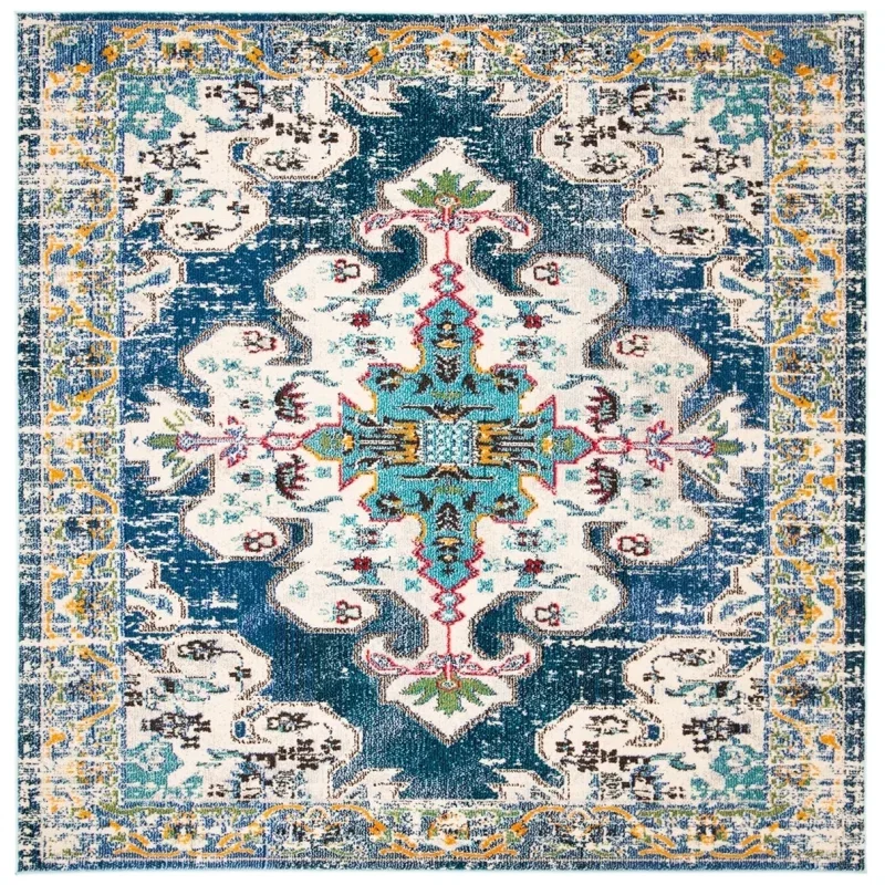 Tapete James Medallón en Azul con Gris
