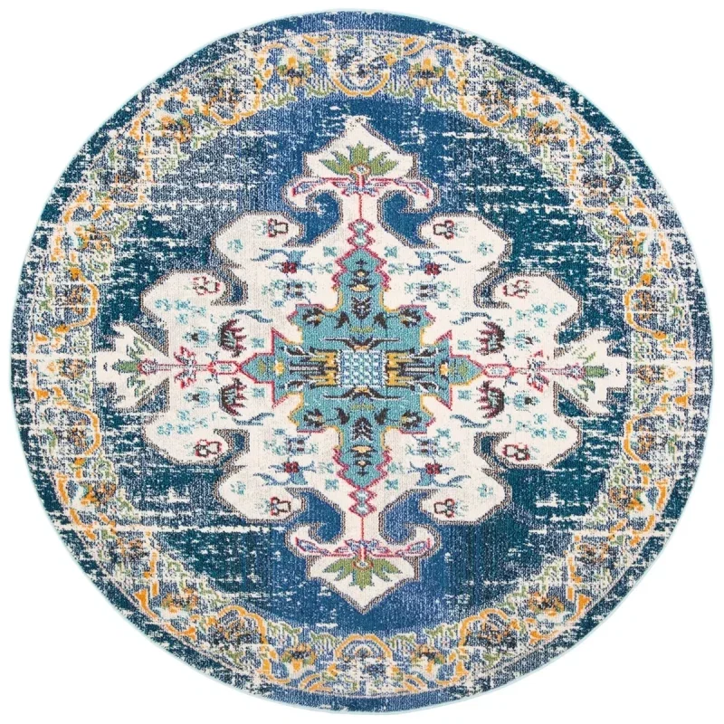 Tapete James Medallón en Azul con Gris