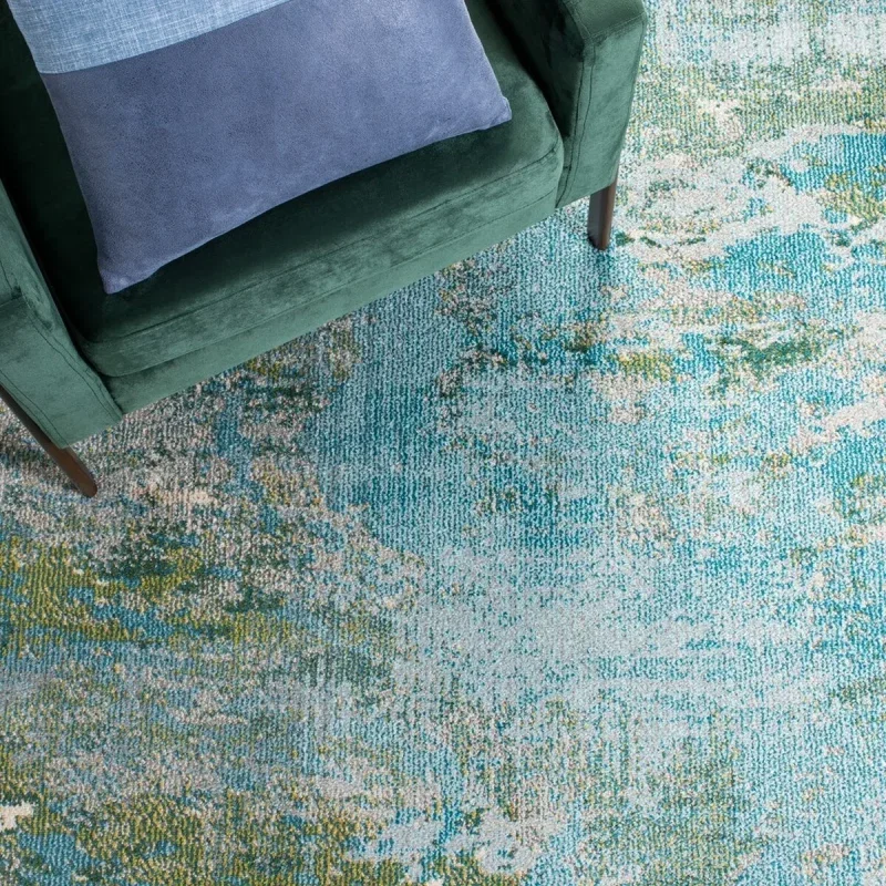 Tapete James Moderno en Azul con Verde