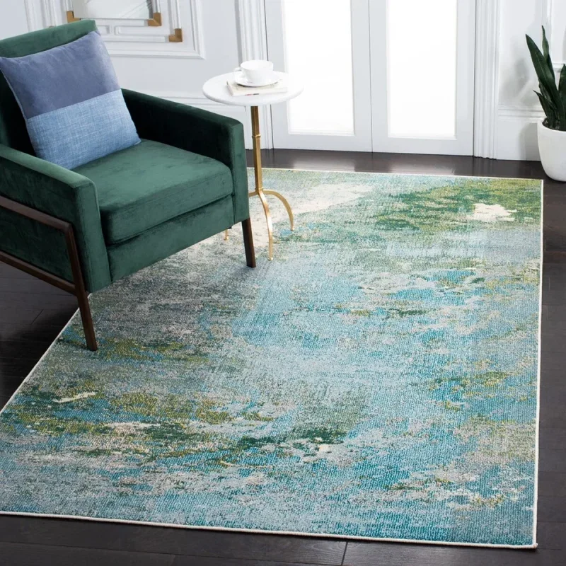 Tapete James Moderno en Azul con Verde