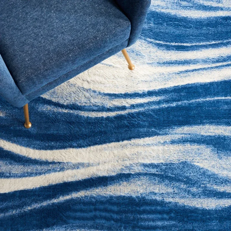 Tapete Jaspis de Ondas en Azul Marino con Marfil