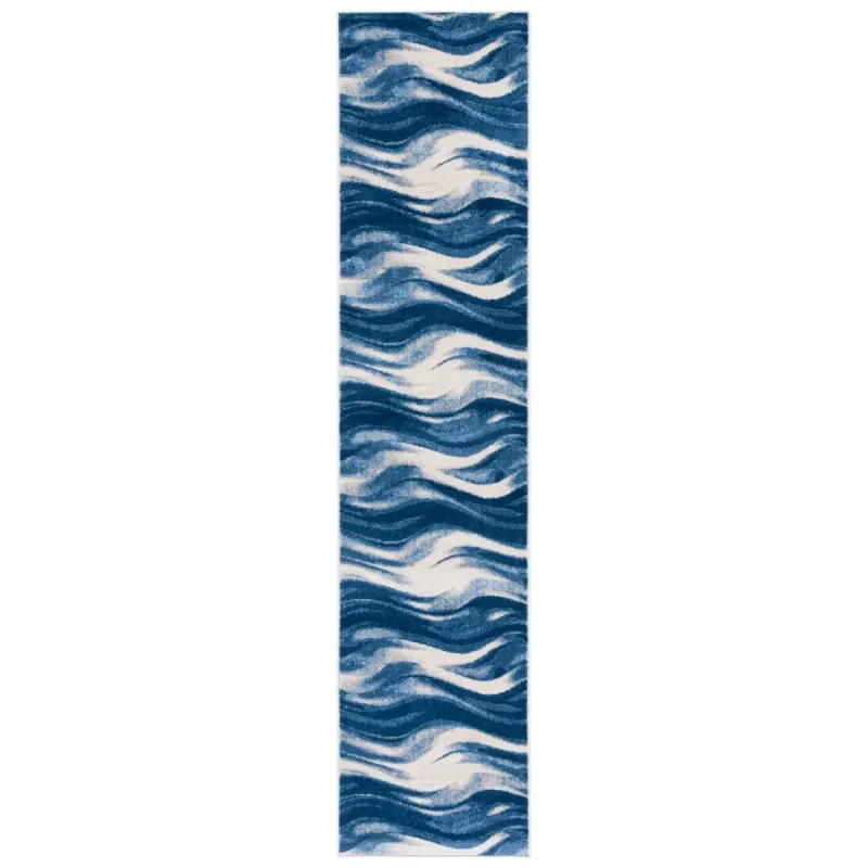 Tapete Jaspis de Ondas en Azul Marino con Marfil