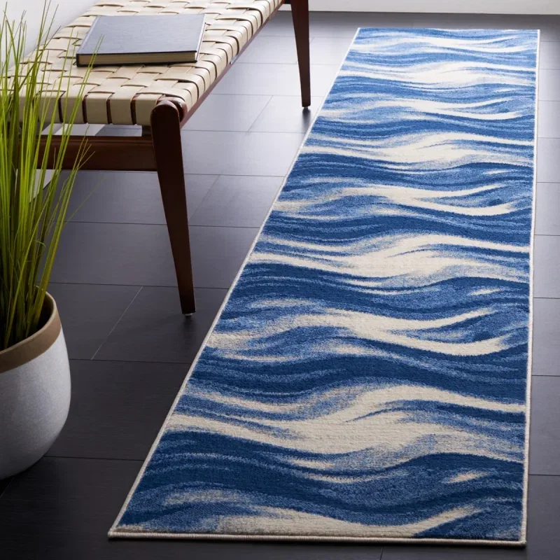 Tapete Jaspis de Ondas en Azul Marino con Marfil
