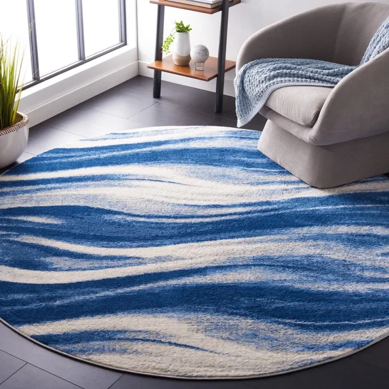 Tapete Jaspis de Ondas en Azul Marino con Marfil
