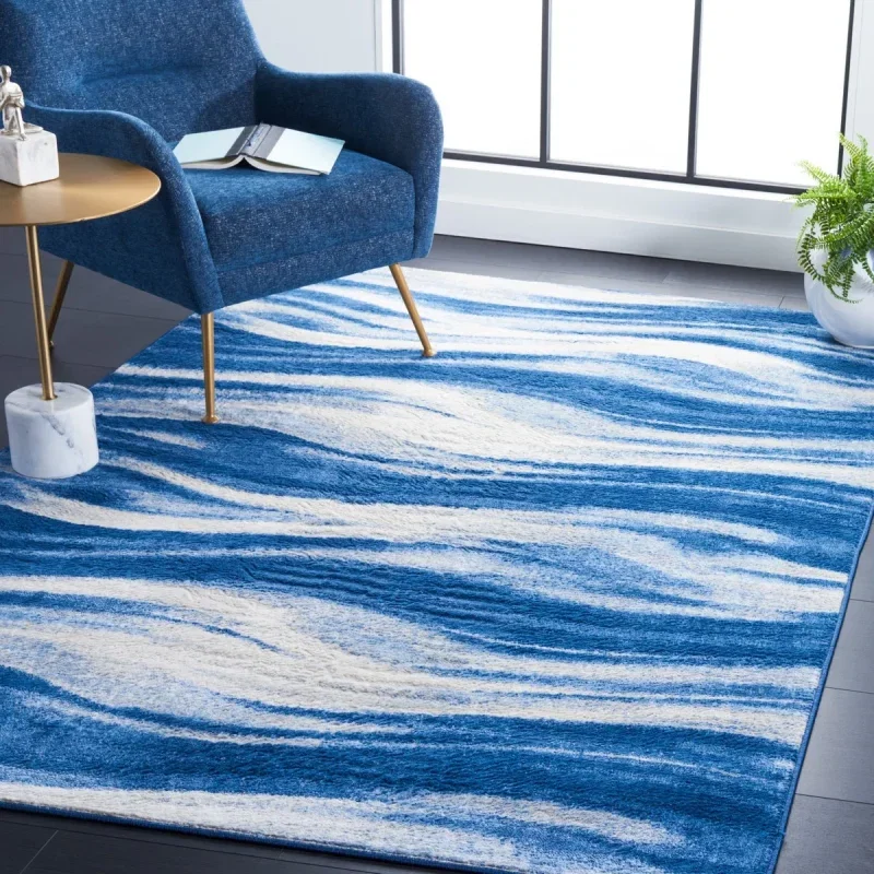 Tapete Jaspis de Ondas en Azul Marino con Marfil