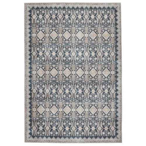Tapete Kiara Enrejado Persa en Azul y Beige
