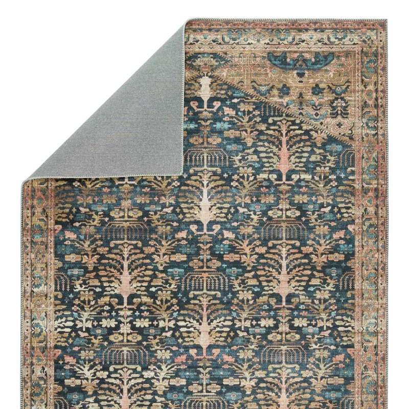 Tapete Kiara Medallón Floral Vintage en Azul