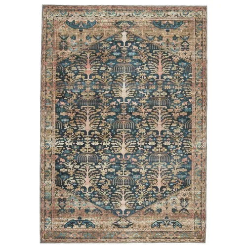 Tapete Kiara Medallón Floral Vintage en Azul