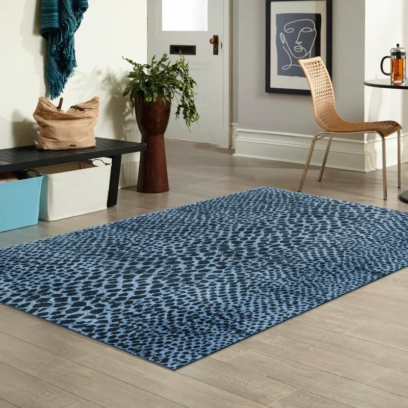 Tapete Lavable Camila Manchas Azul Marino