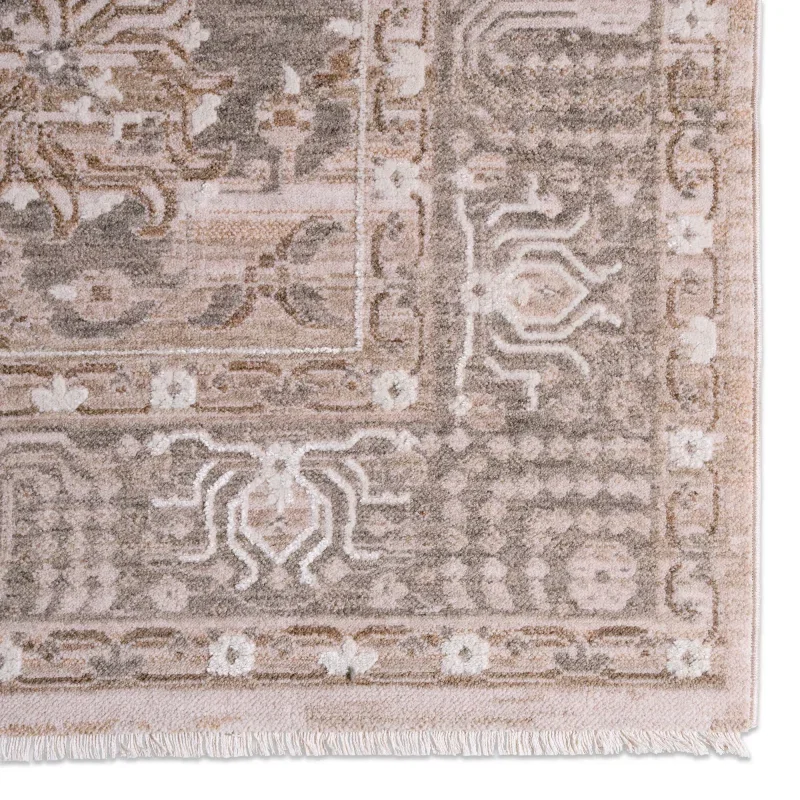 Tapete Liliana Medallón Persa en Beige y Gris