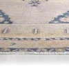 Tapete Lumina Medallón Vintage en Beige y Azul