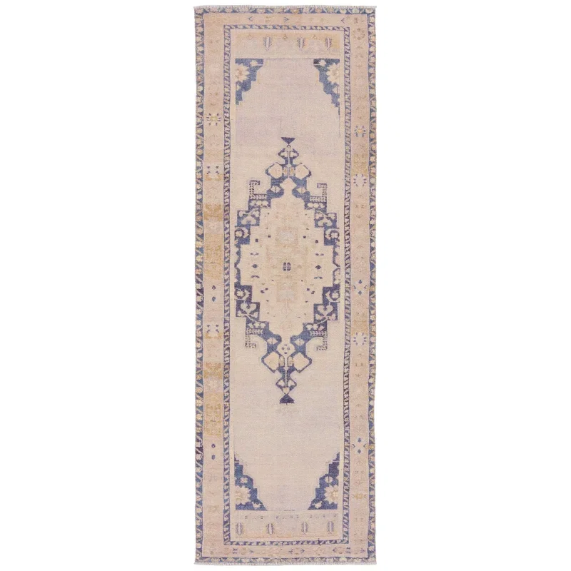 Tapete Lumina Medallón Vintage en Beige y Azul