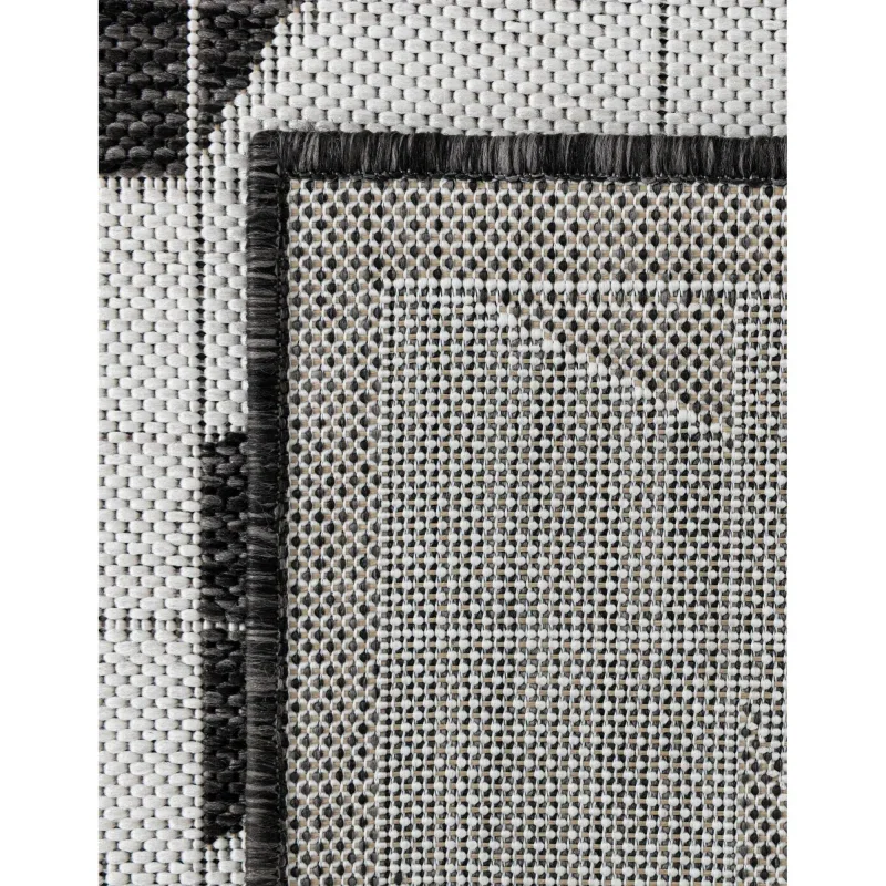Tapete Moderno Exterior Blanco y Negro de Cuadricula Irregular
