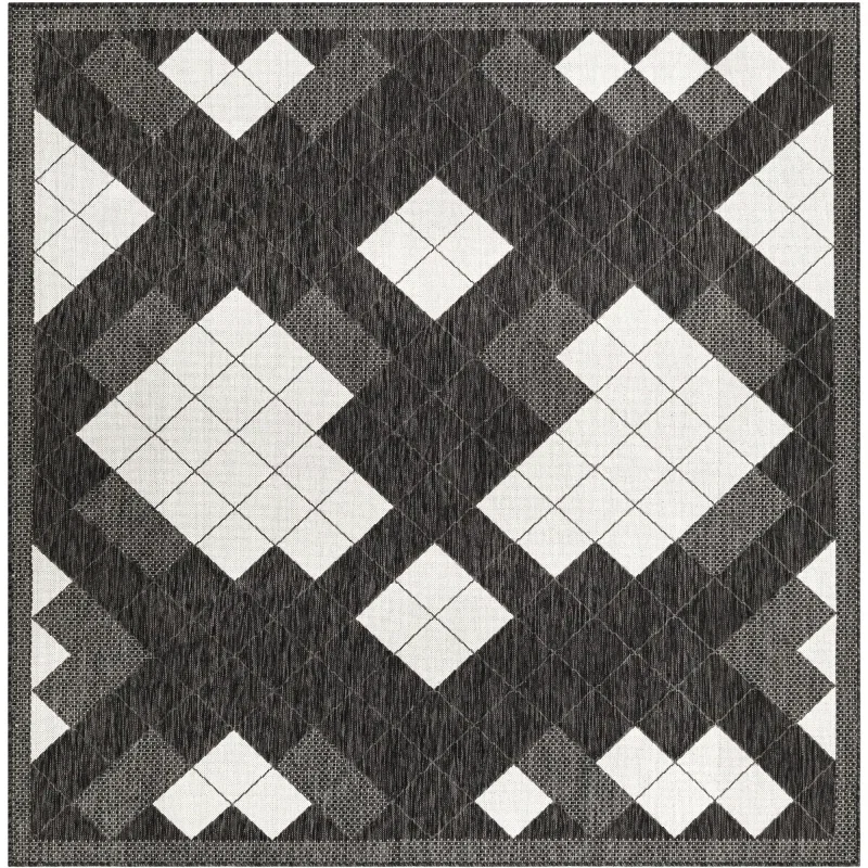 Tapete Moderno Exterior Blanco y Negro de Mosaicos