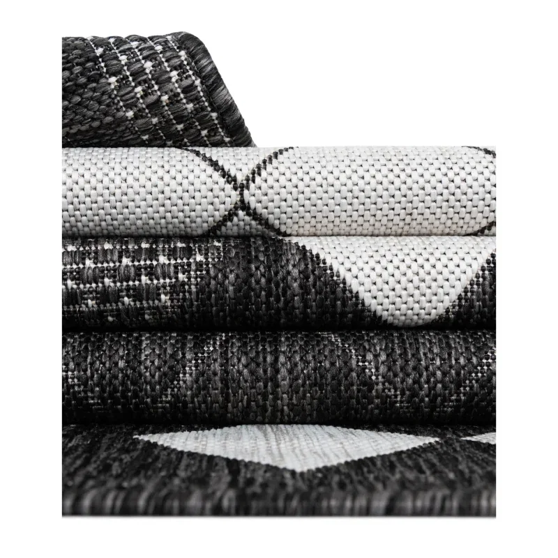 Tapete Moderno Exterior Blanco y Negro de Mosaicos