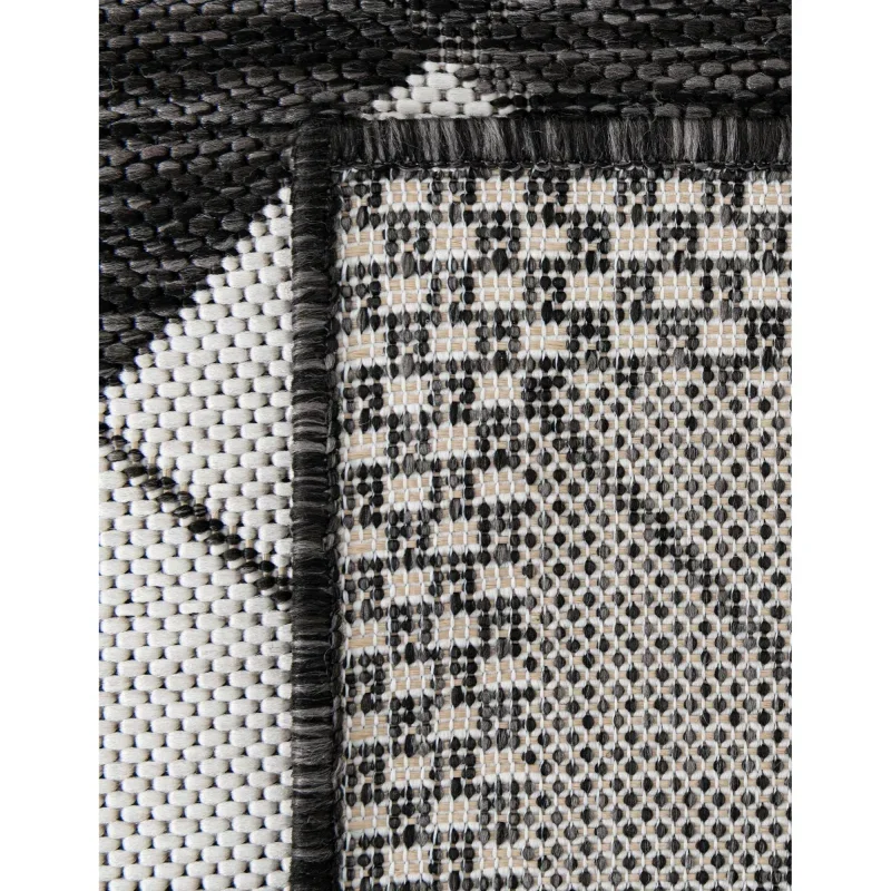 Tapete Moderno Exterior Blanco y Negro de Mosaicos