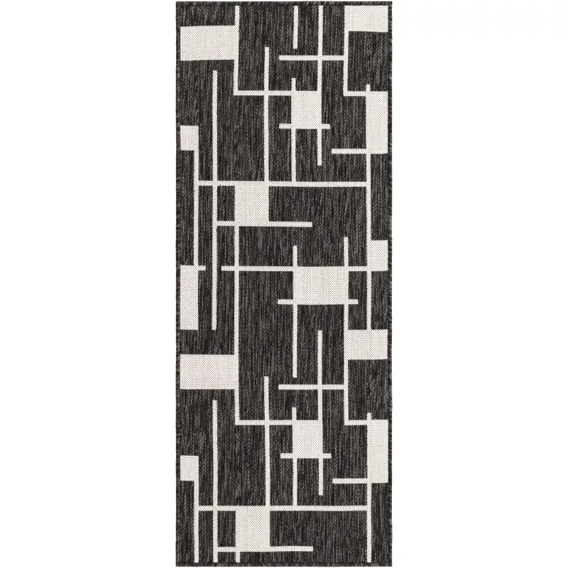 Tapete Moderno Exterior Negro y Blanco de Cuadrícula Incompleta