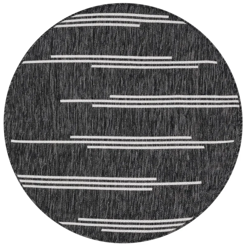 Tapete Moderno Exterior Negro y Blanco de Rayas Grupales