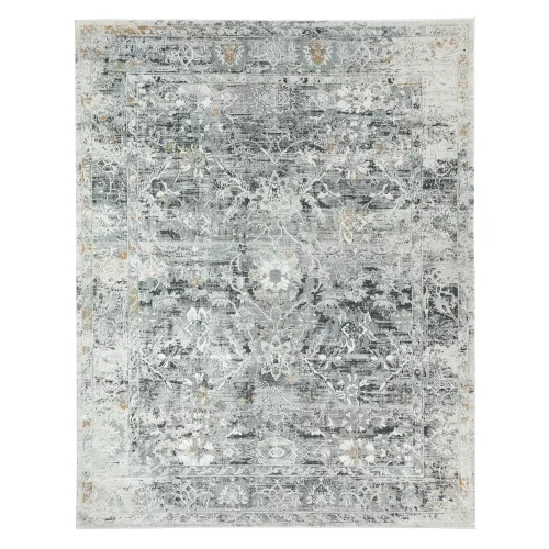 Tapete Musa Medallón Floral Vintage en Gris