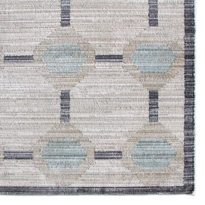 Tapete Exterior Baldosa Azulejos Geométricos en Azul y Gris